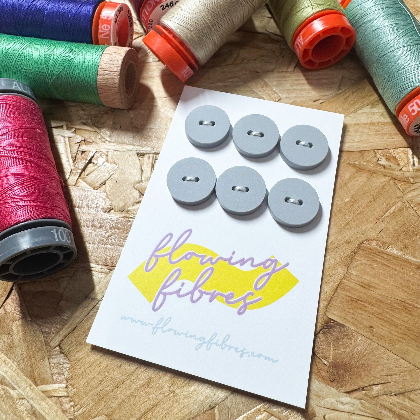 Dusty Blue Circle Buttons - 15mm