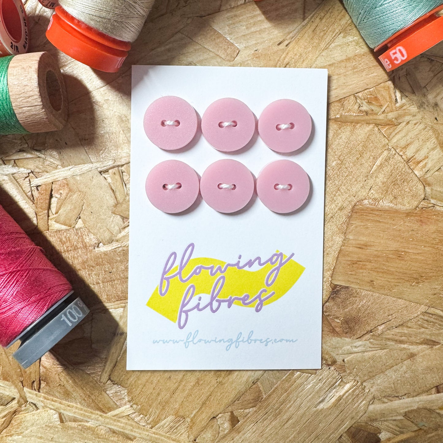 Matt Pink Circle Buttons-15mm