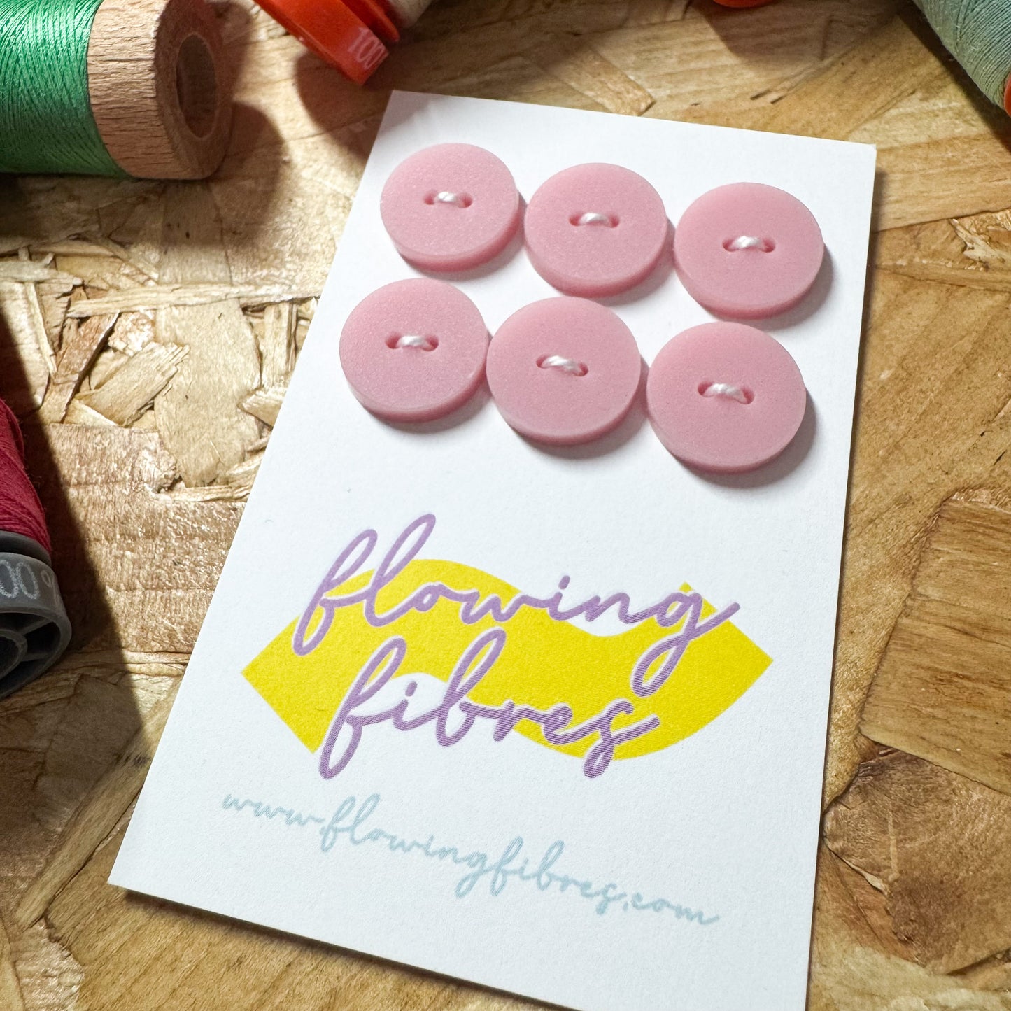 Matt Pink Circle Buttons-15mm