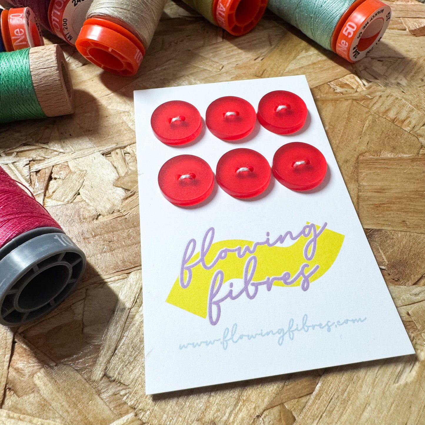 Matt Red Circle Buttons - 15mm