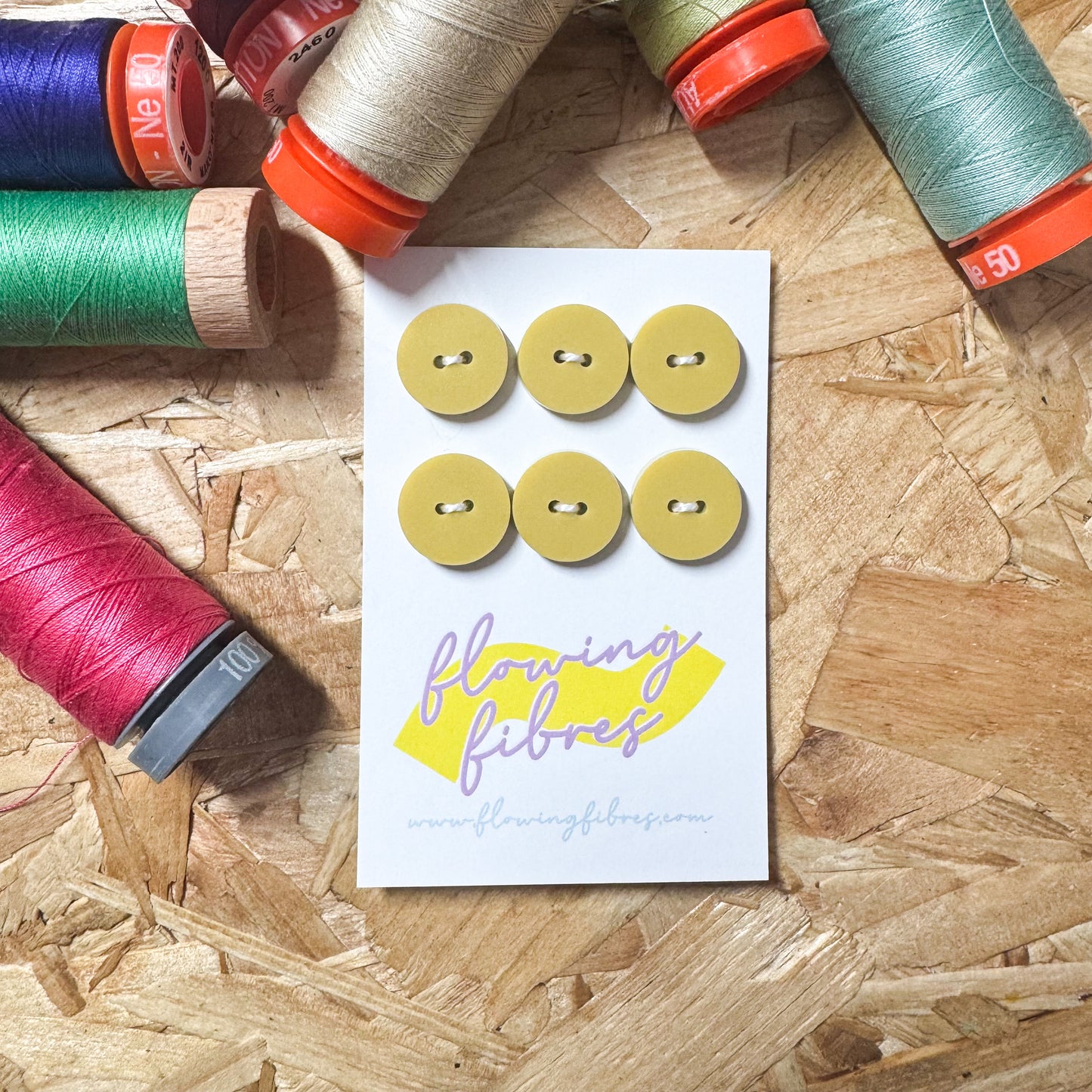 Mustard Yellow Circle Buttons - 15mm