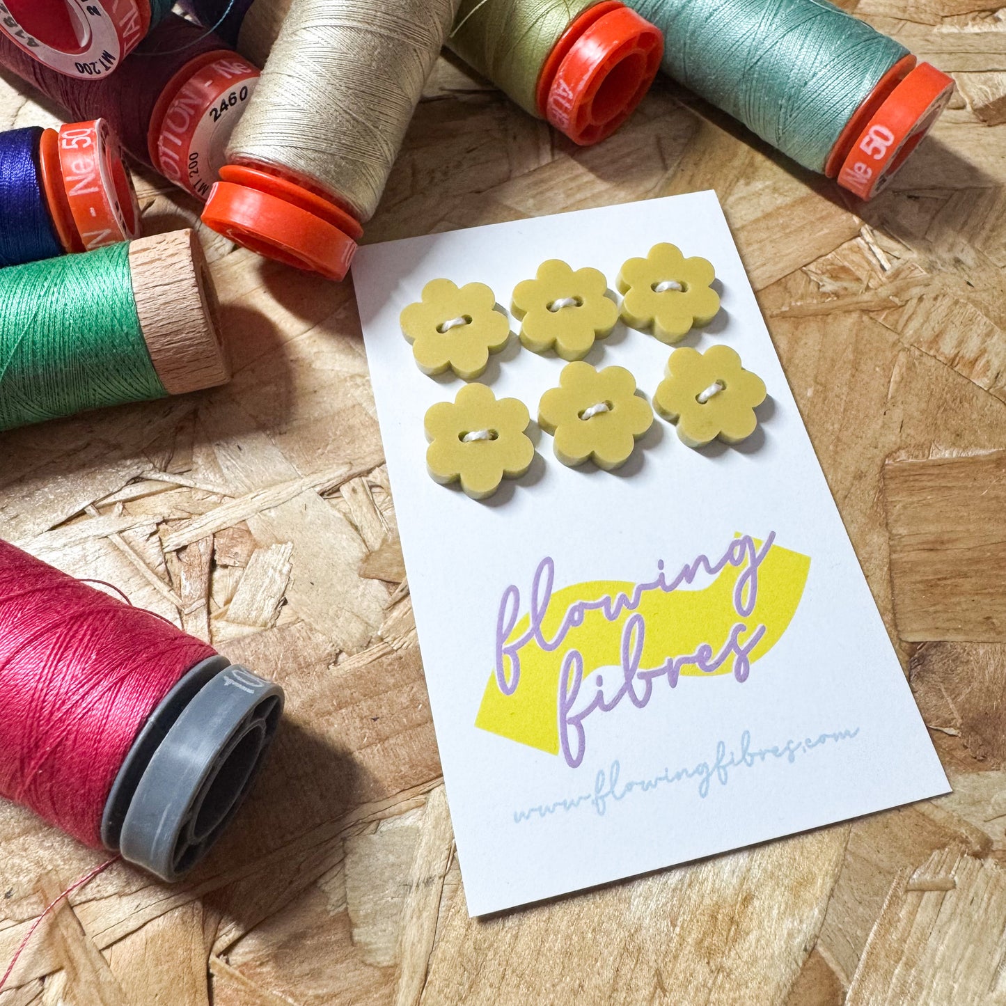 Mustard Yellow Daisy Buttons - 15mm