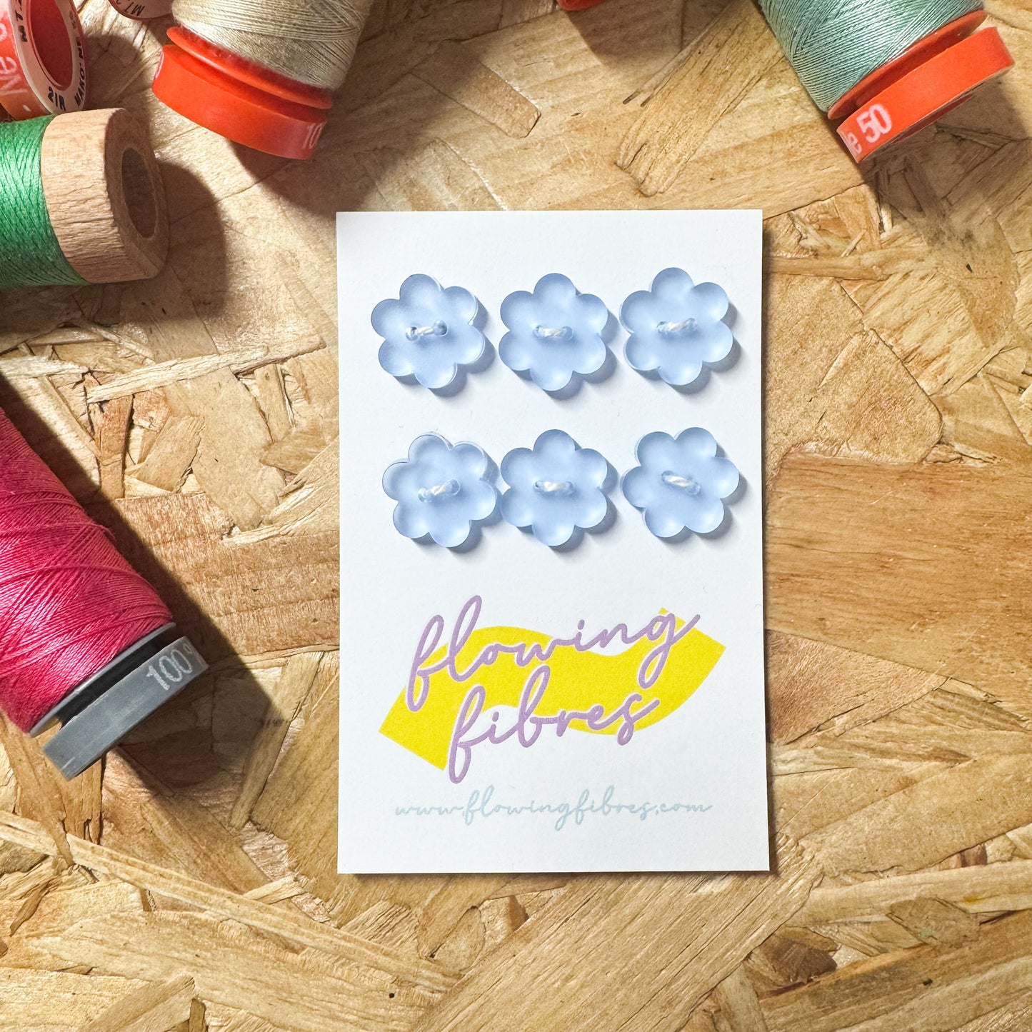 Neon Blue Daisy Buttons -15mm