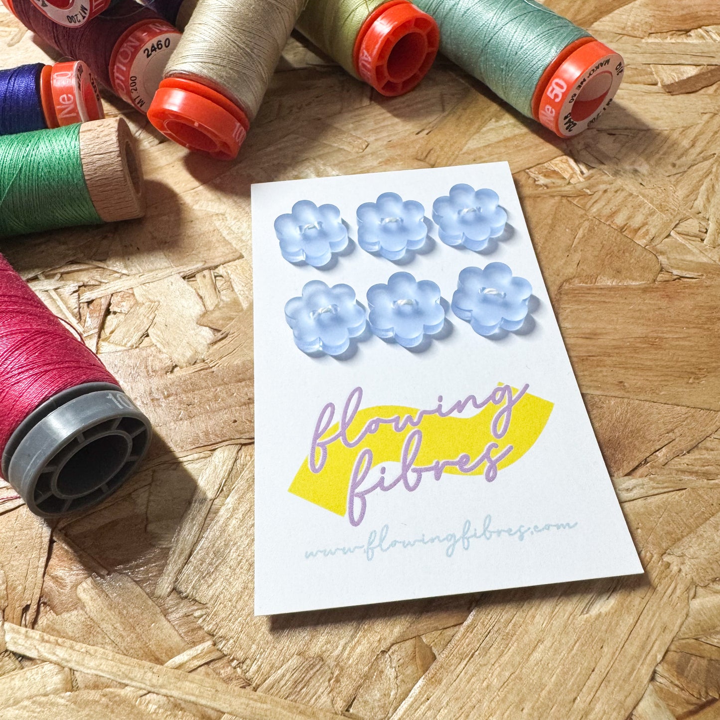 Neon Blue Daisy Buttons -15mm