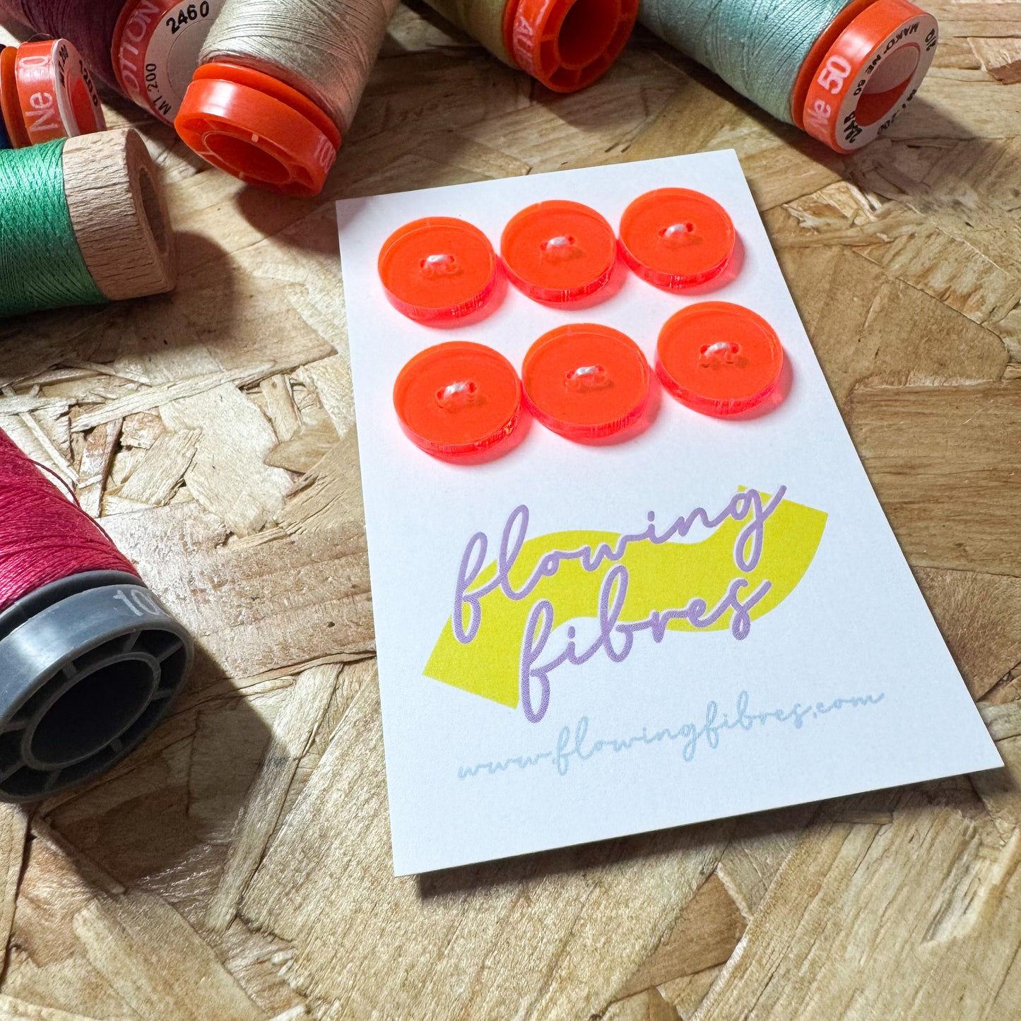 Neon Orange Circle Buttons-15mm