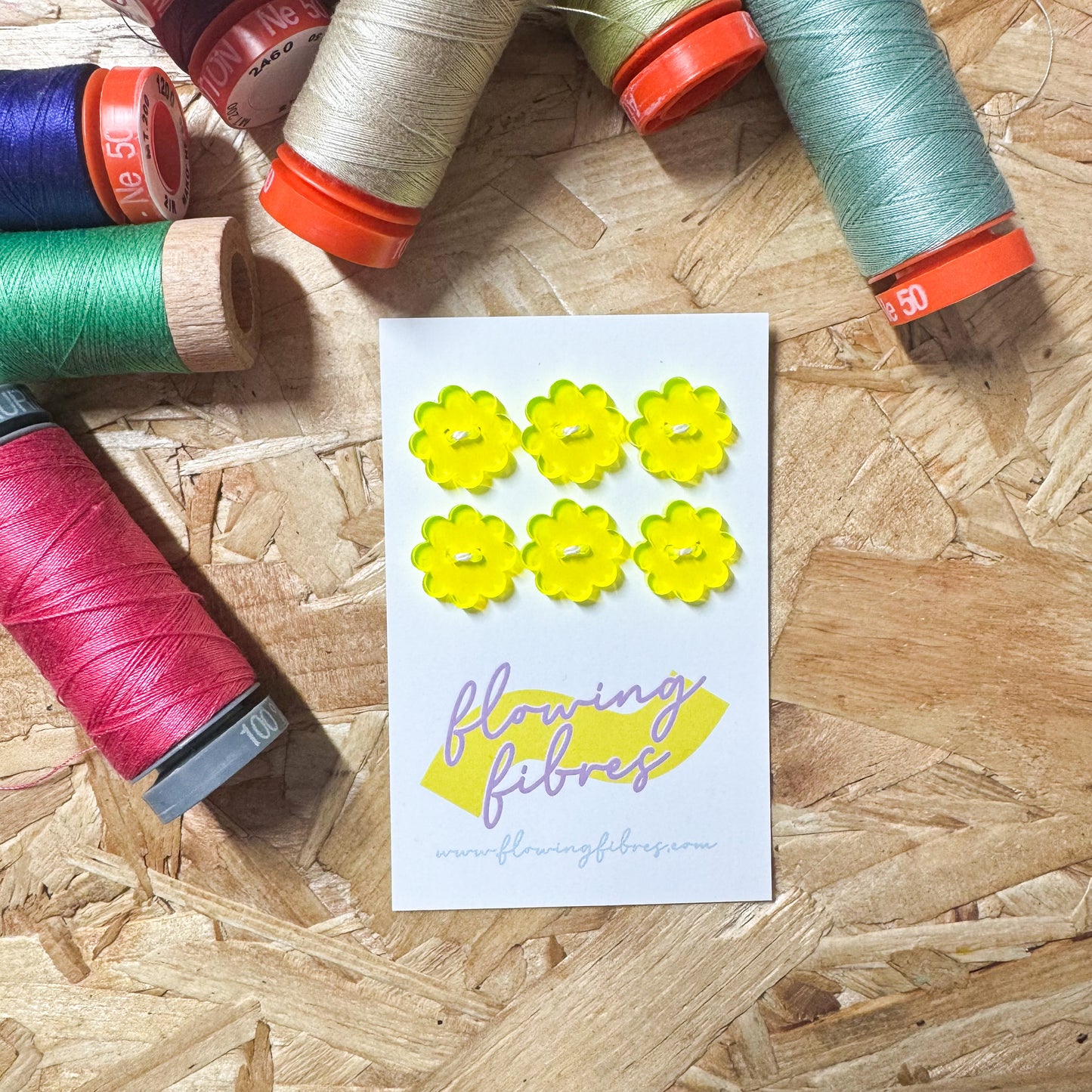 Neon Yellow Daisy Buttons -15mm