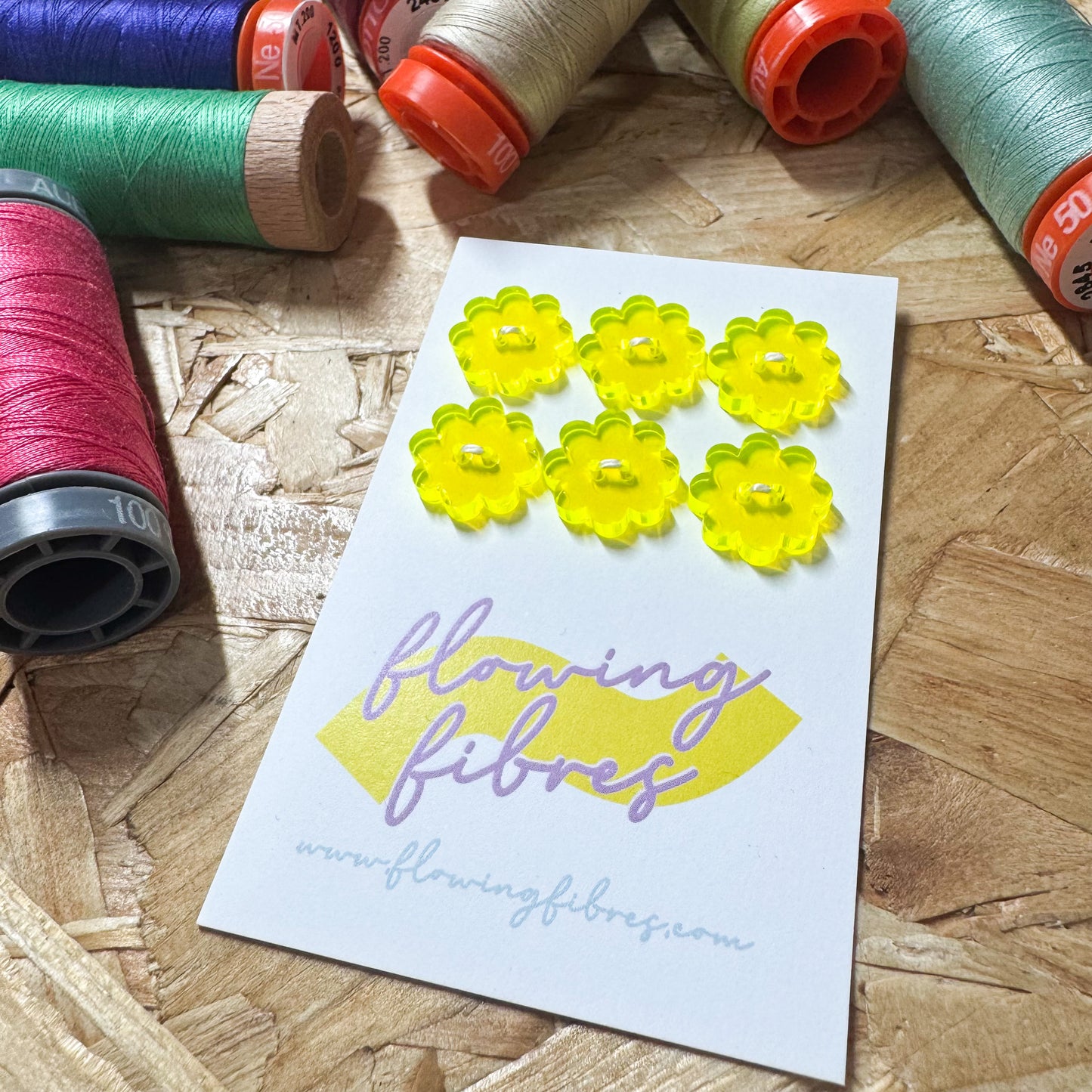 Neon Yellow Daisy Buttons -15mm