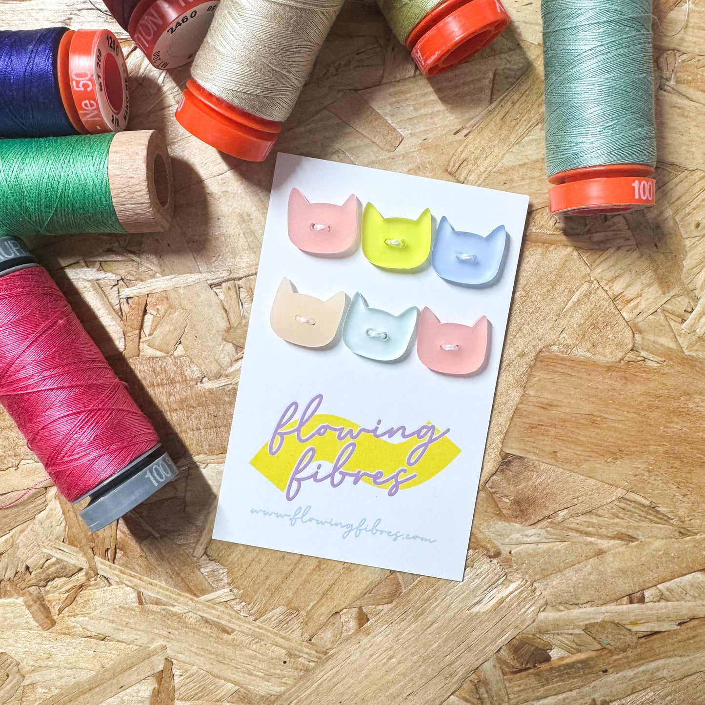 Pastel Mix Cat Buttons - 15mm