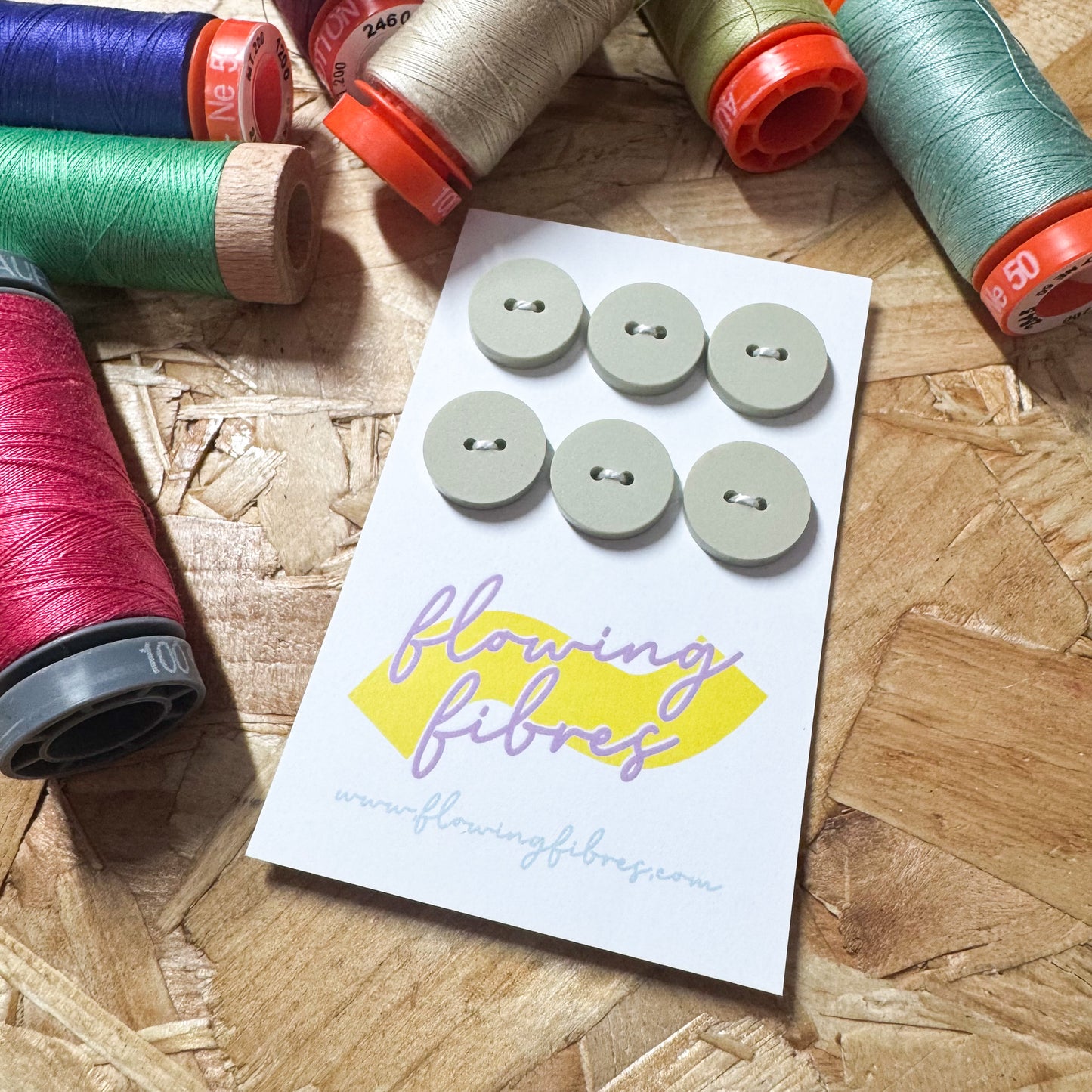Sage Green Circle Buttons - 15mm