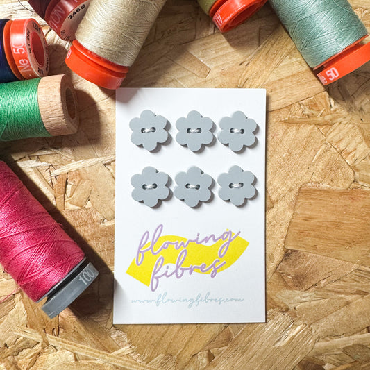 Dusty Blue Daisy Buttons - 15mm