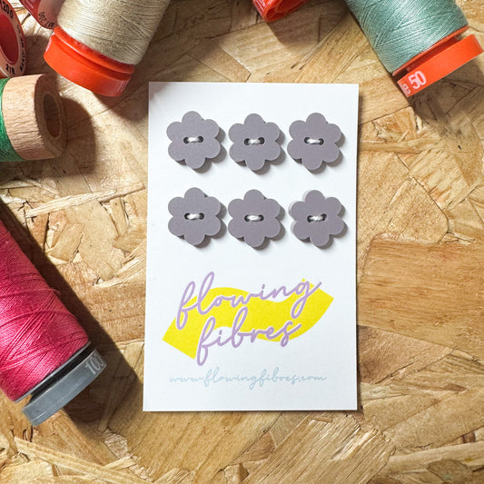 Lavender Purple Daisy Buttons - 15mm