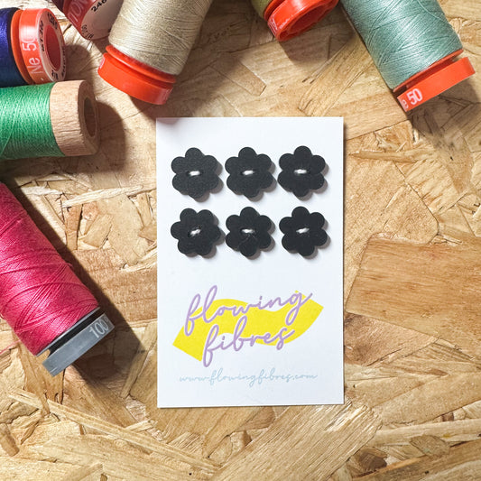 Matt Black Daisy Buttons - 15mm