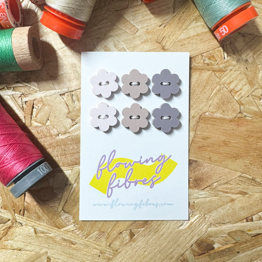 Pastel Daisy Buttons - 15mm