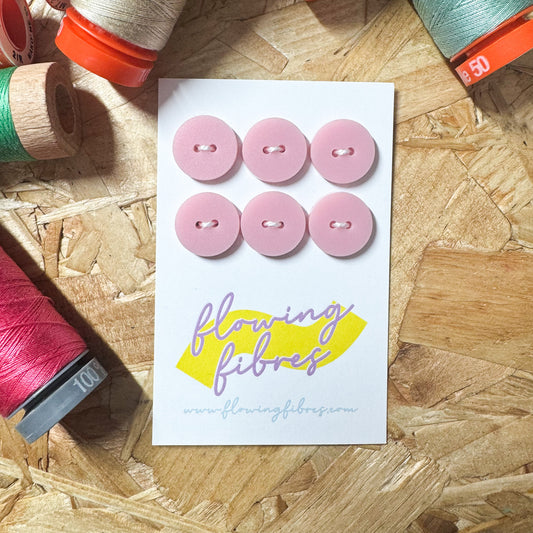 Matt Pink Circle Buttons-15mm