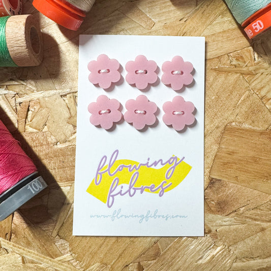 Matt Pink Daisy Buttons - 15mm