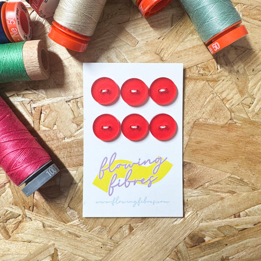 Matt Red Circle Buttons - 15mm