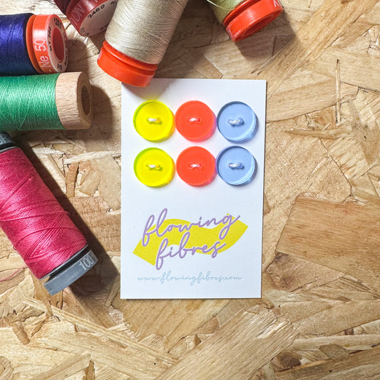 Neon Mix Circle Buttons - 15mm
