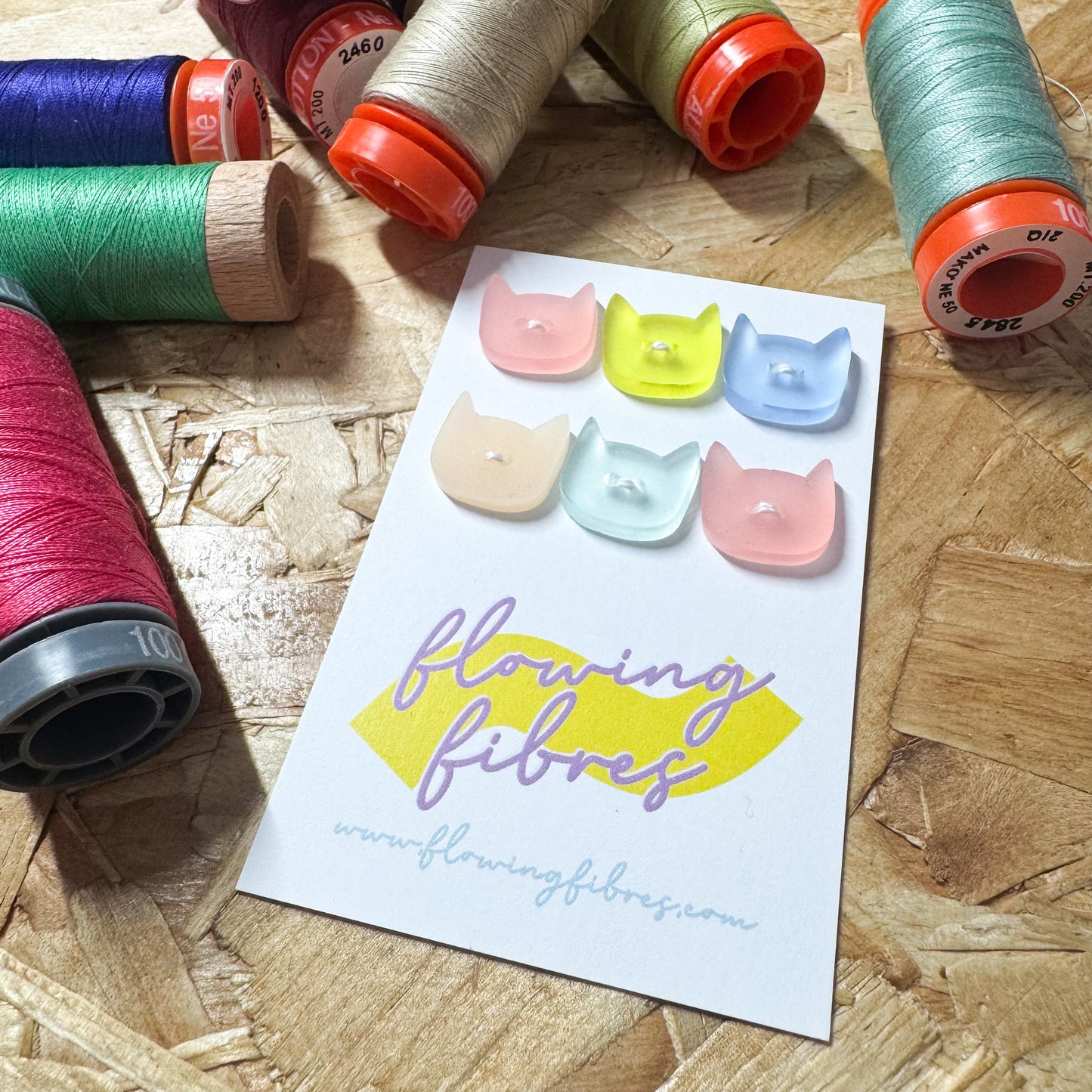 Pastel Mix Cat Buttons - 15mm