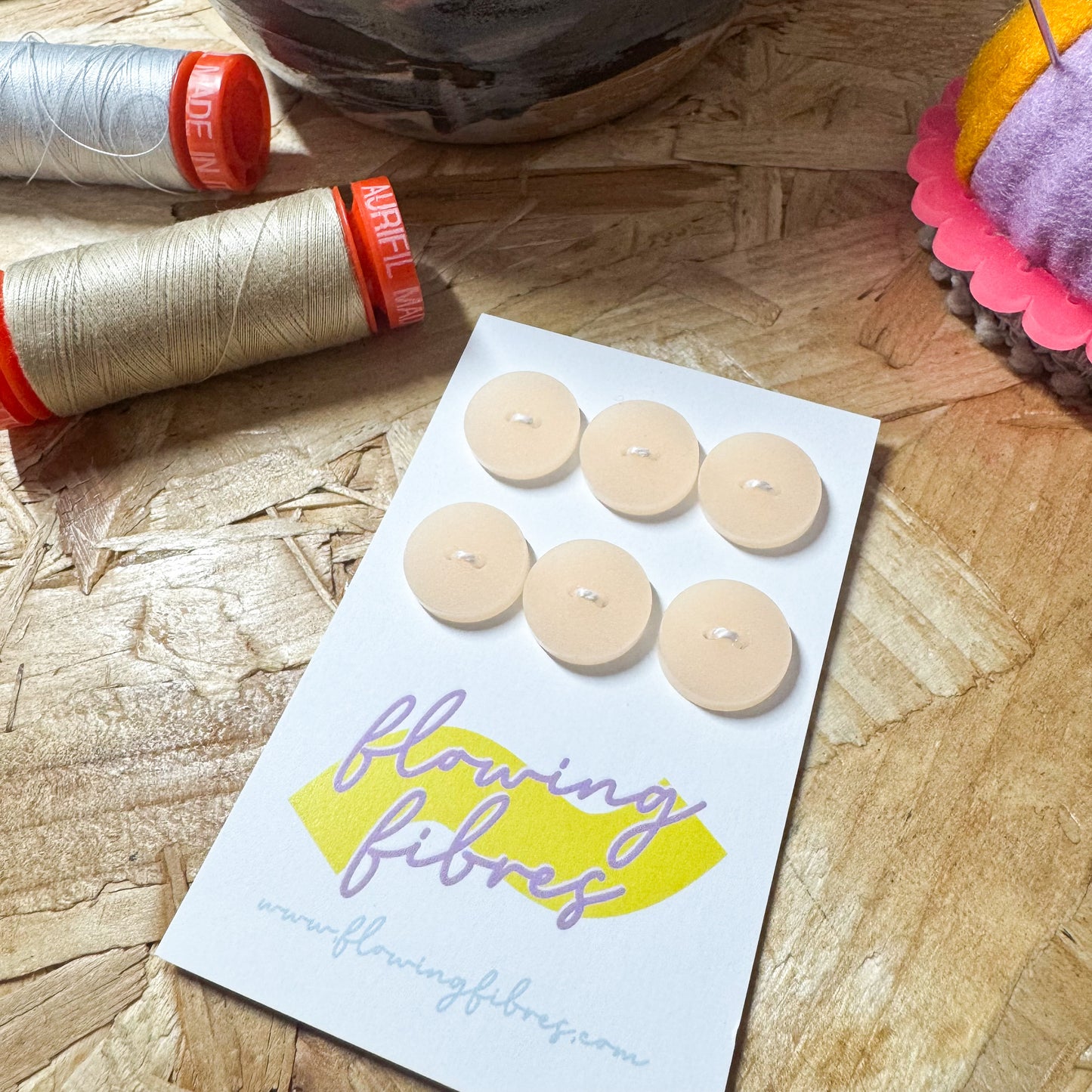 Peach Circle Buttons - 15mm