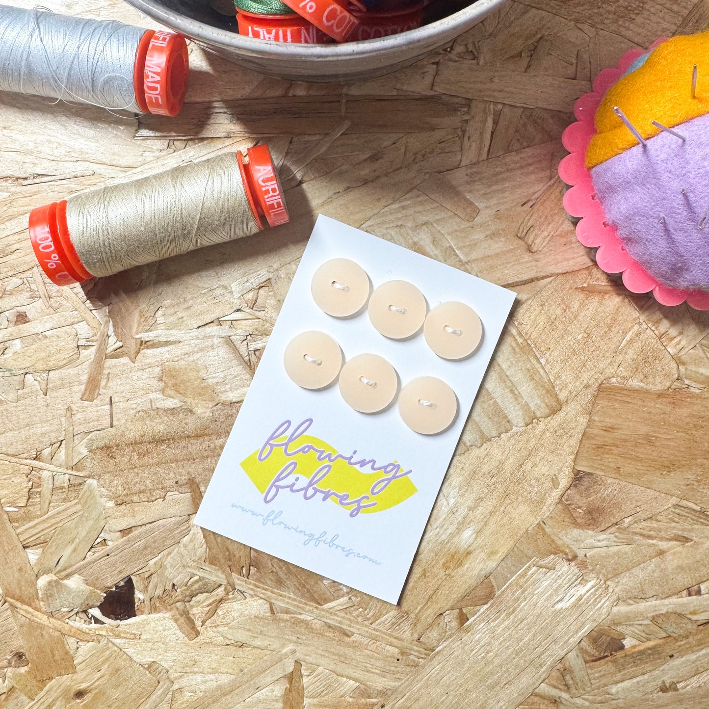 Peach Circle Buttons - 15mm