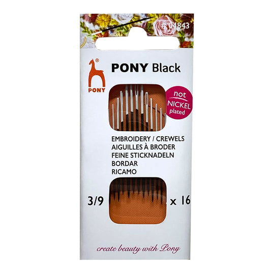 Pony Black Size 3/9 Crewel Embroidery Needles