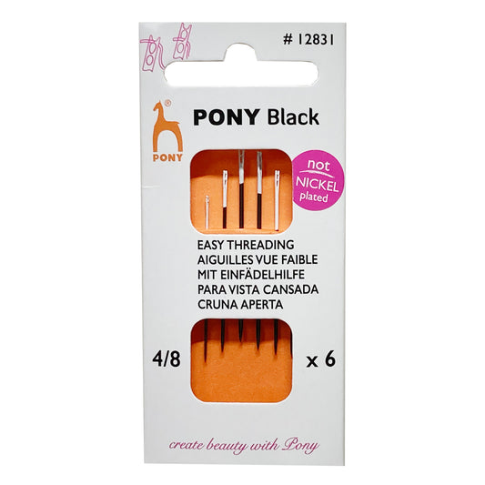 Pony Black Size 4/8 Easy Threading Sewing Needles